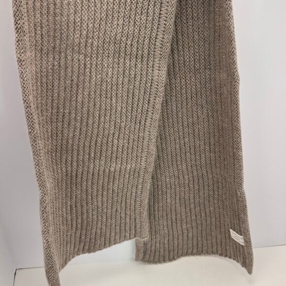 Ribbed Knit Wool Blend Made in Italy Minimalistic Basic Stretch Scarf Gray - Picture 5 of 7